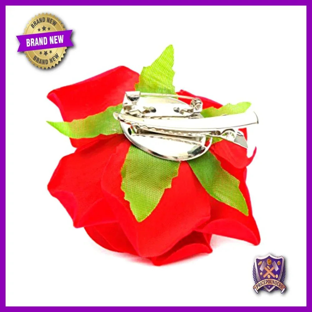 10-Pack Rose Hair Clip Brooch Set for Bridal Flamenco Dancer Headpiece